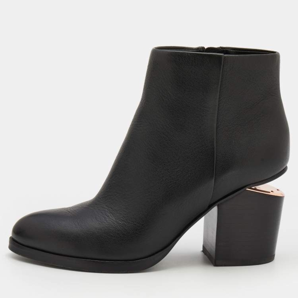 Alexander Wang Black Leather Gabi Ankle Length Boots Size 36
